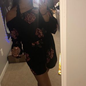 Black romper with flowers